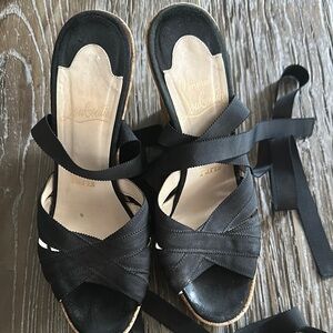 Christian Louboutin Black Mules with Geometric Design